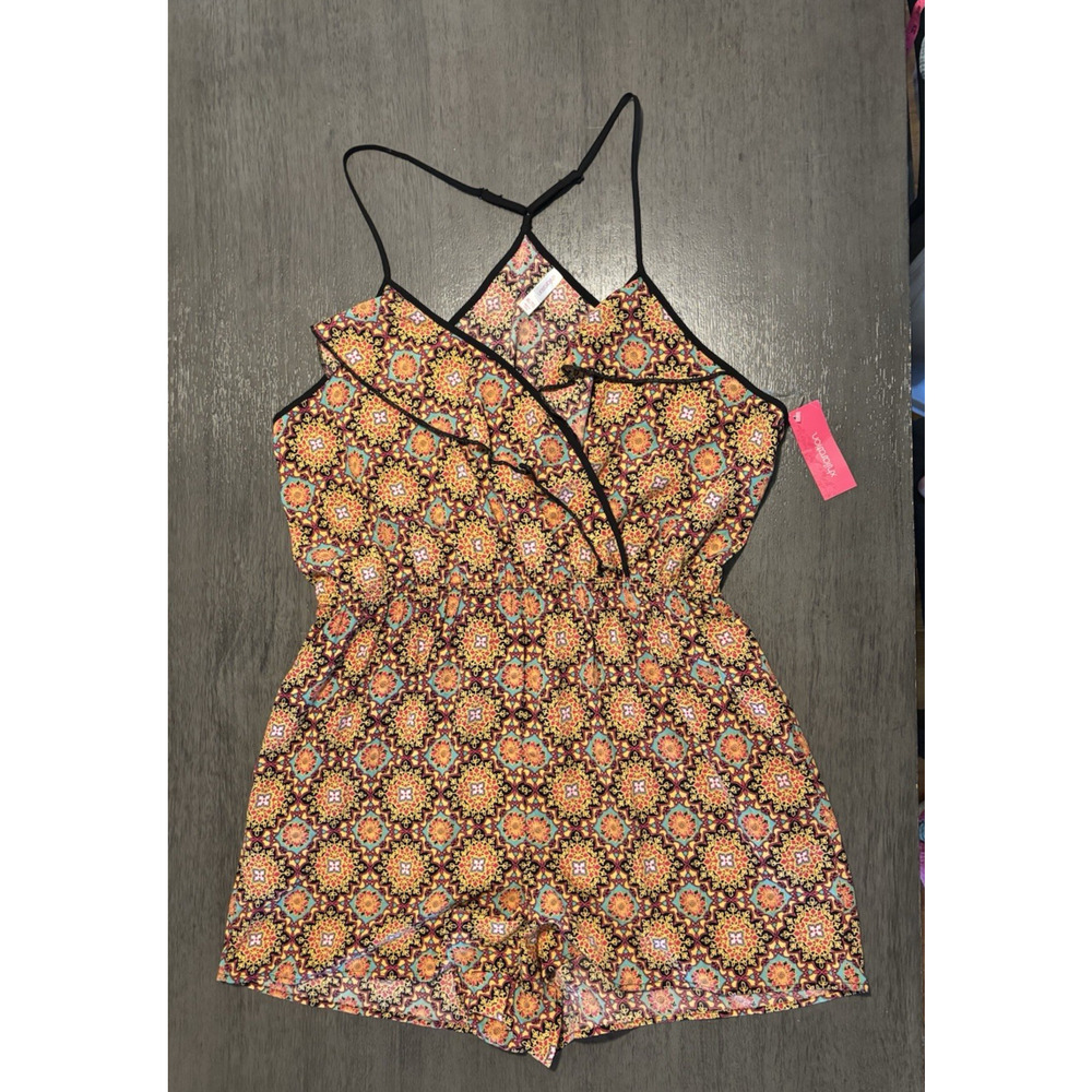 NWT Xhilaration Women's Ruffle Multicolor Pocketed Romper Size XL